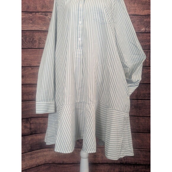 Society Social X Crown & Ivy Green Stripe Midi Dress Cottage Beach Sz XL pockets - Picture 10 of 10